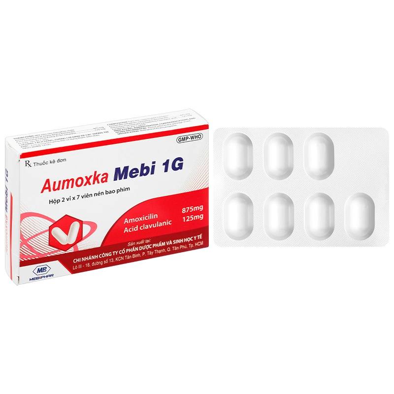 Aumoxka Mebi 1g điều trị nhiễm khuẩn (2 vỉ x 7 viên) - 